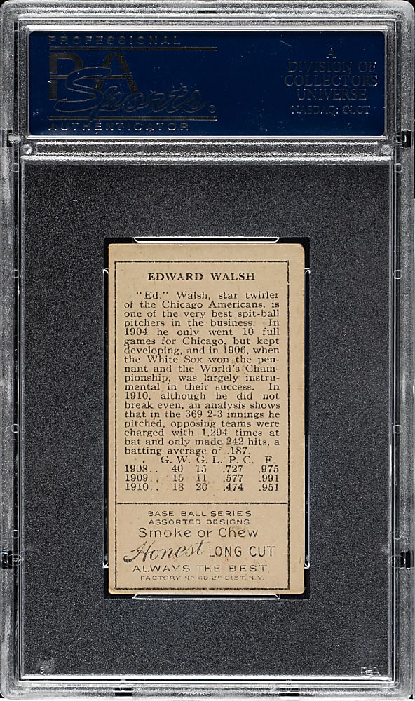 1911 T205 Gold Border Ed Walsh PSA VG-EX 4