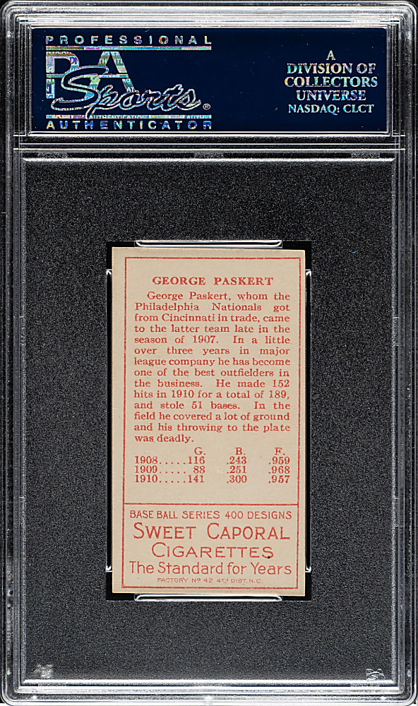 1911 T205 Gold Border George Paskert PSA EX-MT+ 6.5