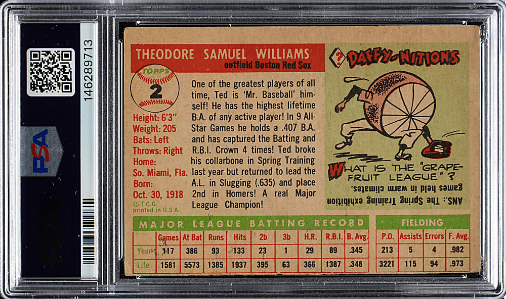 1955 Topps #2 Ted Williams PSA GOOD 2 (MC)
