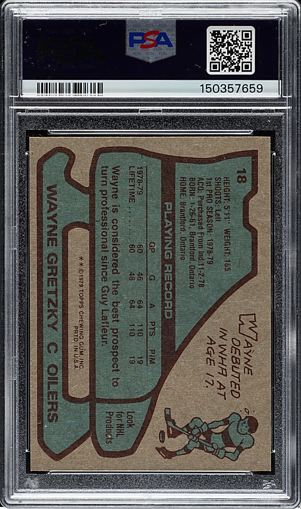 1979-1980 Topps Hockey #18 Wayne Gretzky Rookie PSA EX-MT 6