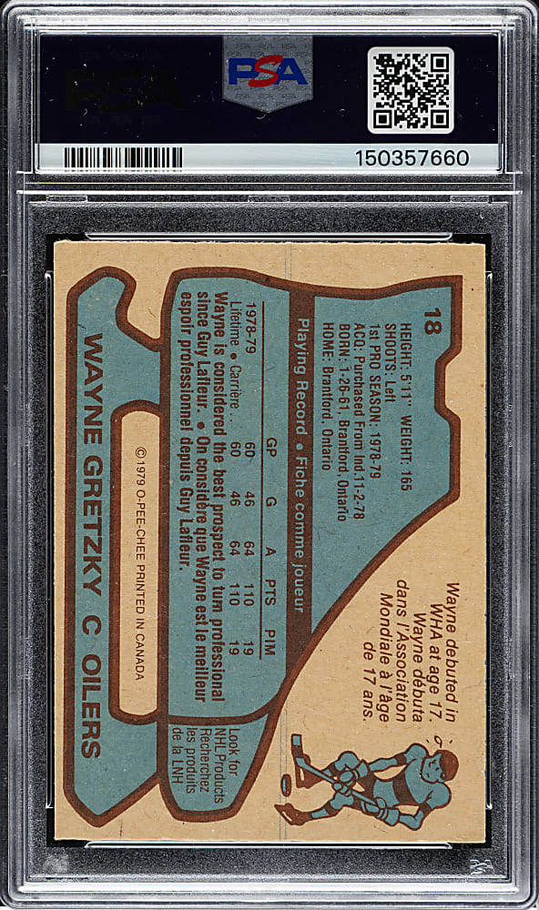 1979-1980 O-Pee-Chee Hockey #18 Wayne Gretzky Rookie PSA VG-EX 4