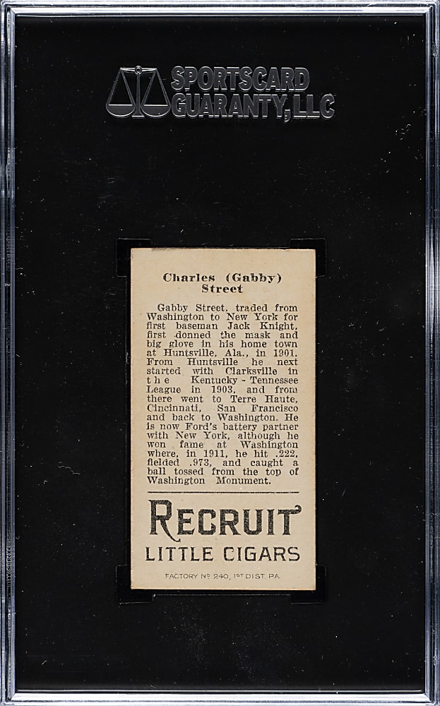 1912 T207 Brown Background Gabby Street SGC EX 5