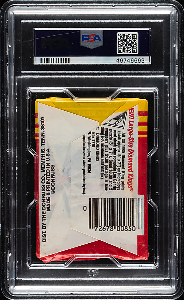 1985 Donruss Unopened Wax Pack PSA NM-MT 8 - Kirby Puckett Rookie on Back