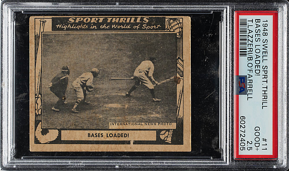 1948 Swell Bubble Gum Sport Thrills #11 Bases Loaded with Tony Lazzeri PSA GOOD+ 2.5