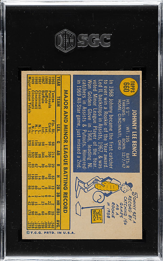 1970 Topps #660 Johnny Bench SGC VG/EX 4