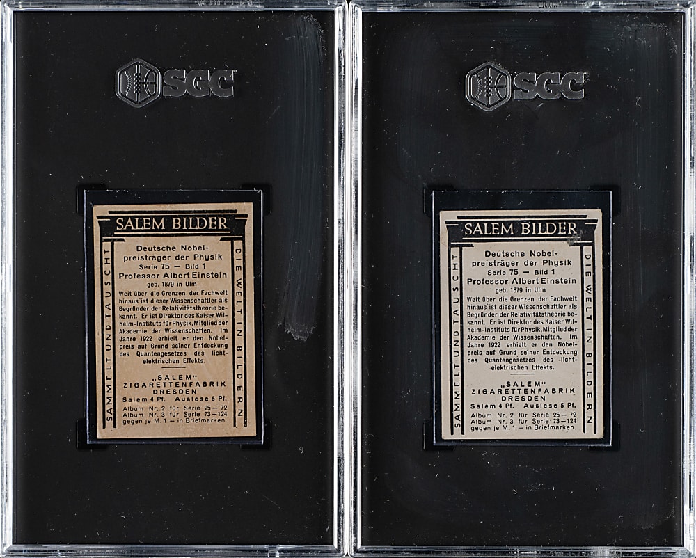 1928 Salem Die Welt in Bildern Serie 75 #1 Albert Einstein SGC GOOD 2 Pair