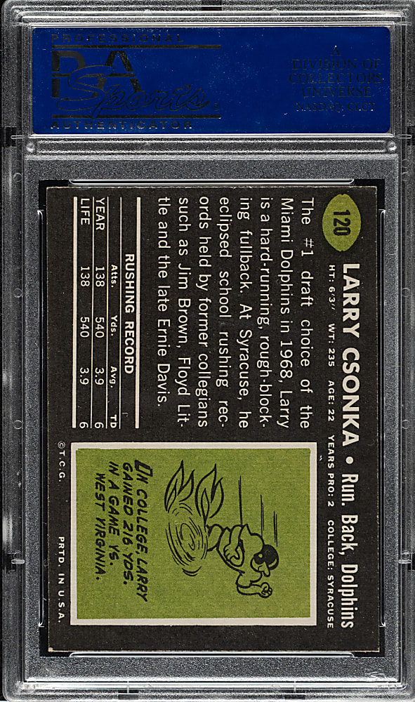 1969 Topps Football #120 Larry Csonka Rookie PSA NM 7