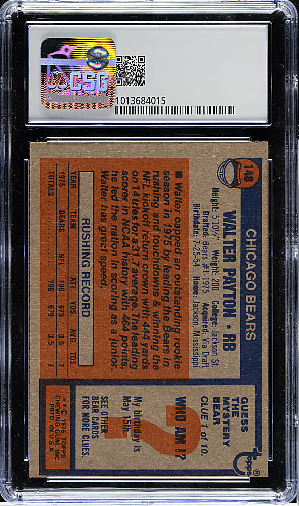 1976 Topps Football #148 Walter Payton Rookie CSG VG/EX 4