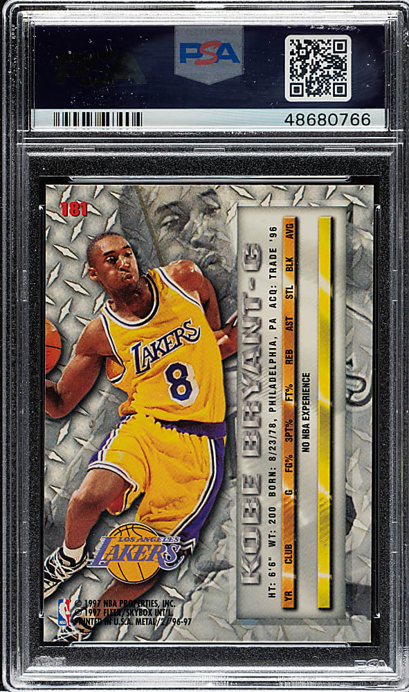1996-1997 Fleer Metal Basketball #181 Kobe Bryant Rookie PSA GEM MINT 10