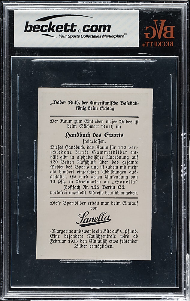 1932 Sanella Margarine Babe Ruth (Type 2) BVG VG-EX+ 4.5