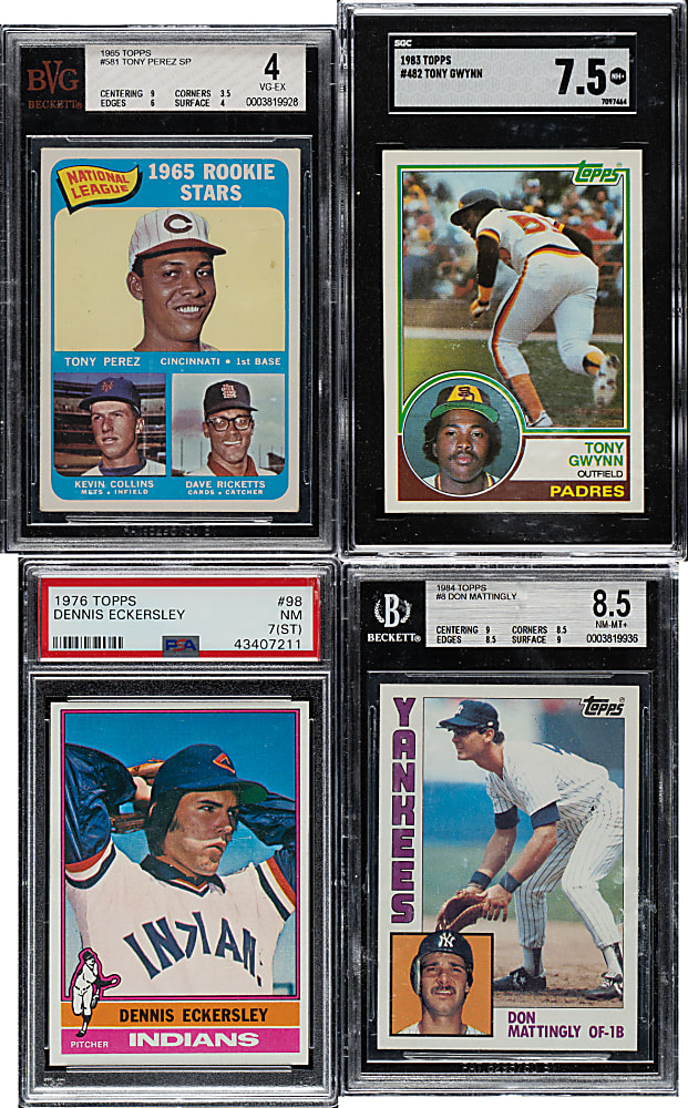 1965 to 1989 Topps, O-Pee-Chee, and Donruss Hall of Fame and Star Rookie PSA-, SGC-, and BGS-Graded Collection (11)