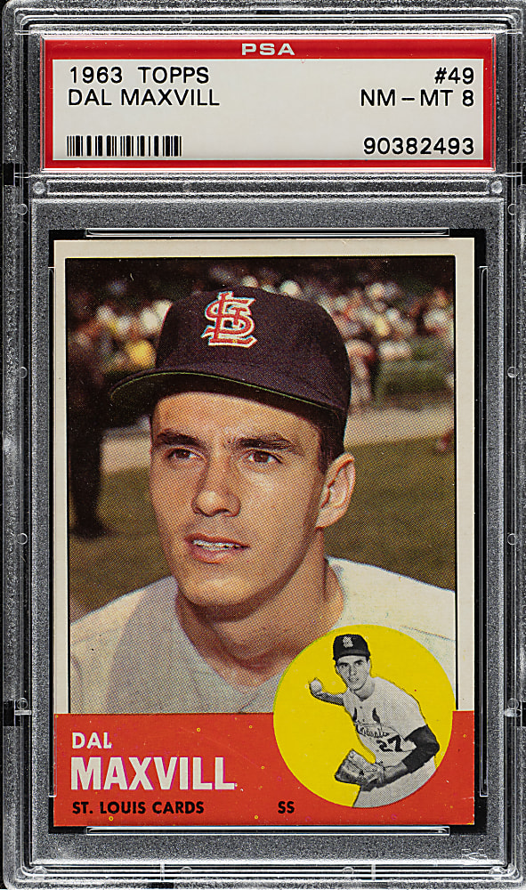 1963 Topps #49 Dal Maxvill PSA NM-MT 8
