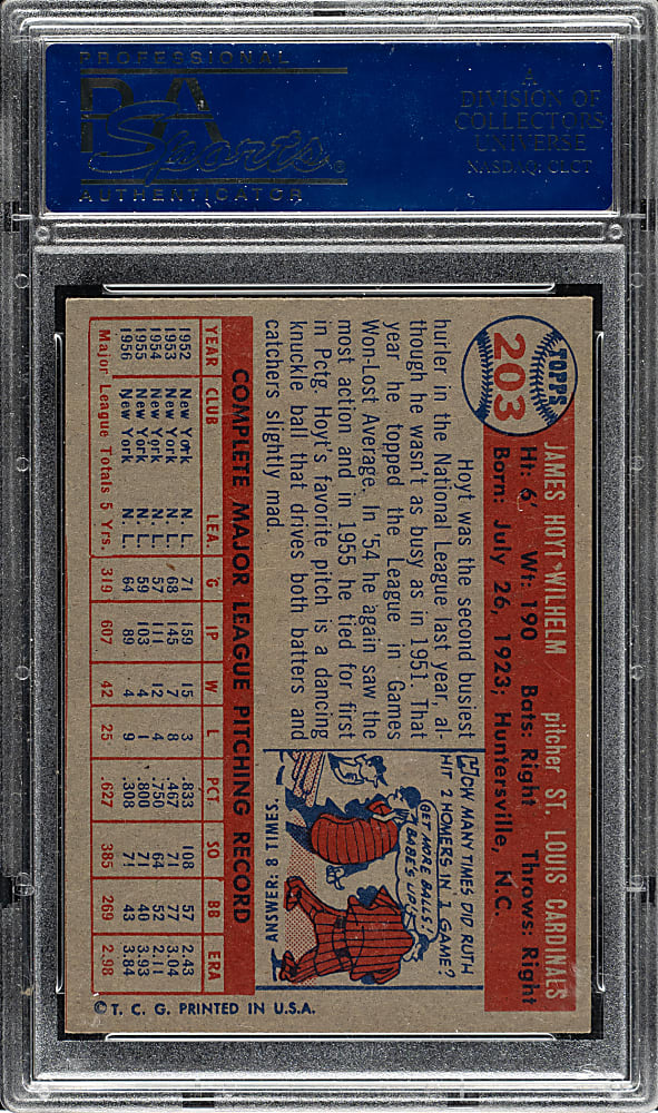 1957 Topps #203 Hoyt Wilhelm PSA NM-MT 8