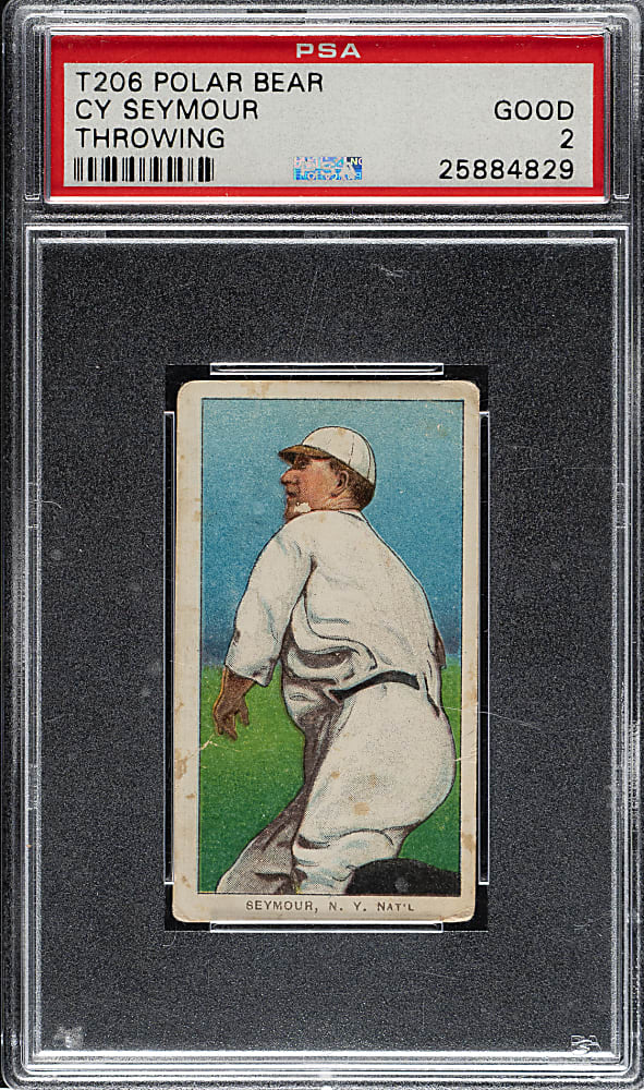 1909-1911 T206 White Border Cy Seymour Throwing PSA GOOD 2 - Polar Bear Back