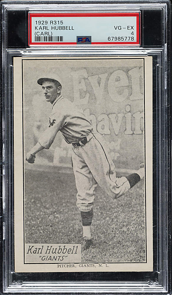 1928 R315 "Portraits and Action" Carl Hubbell Rookie PSA VG-EX 4