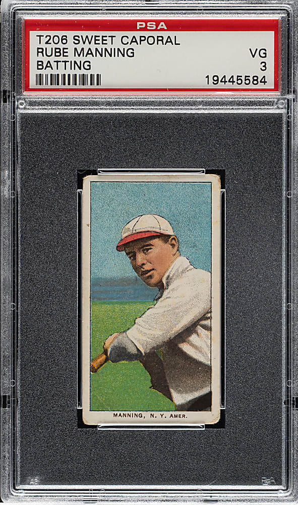 1909-1911 T206 White Border Rube Manning Batting PSA VG 3