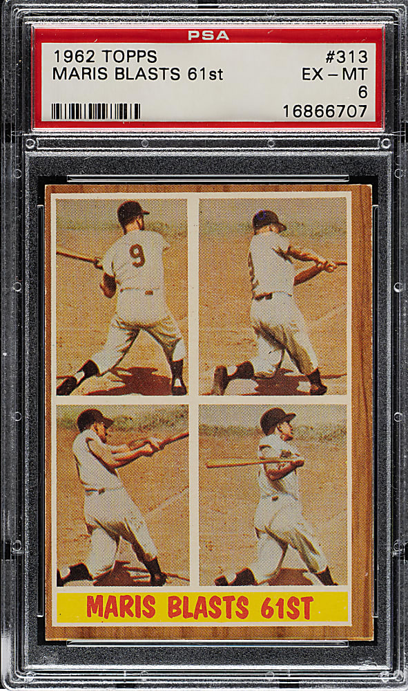 1962 Topps #313 Roger Maris Blasts 61st PSA EX-MT 6