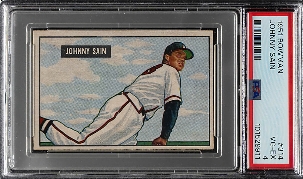 1951 Bowman #314 Johnny Sain PSA VG-EX 4