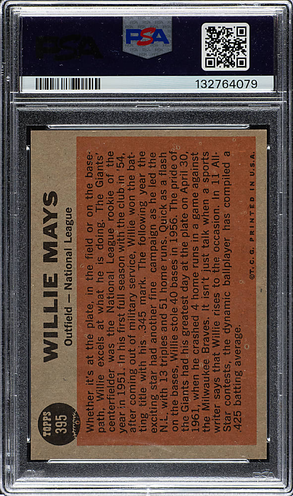 1962 Topps #395 Willie Mays All-Star PSA EX-MT 6
