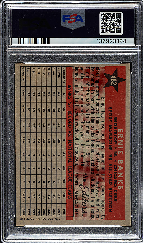 1958 Topps #482 Ernie Banks All-Star PSA EX 5