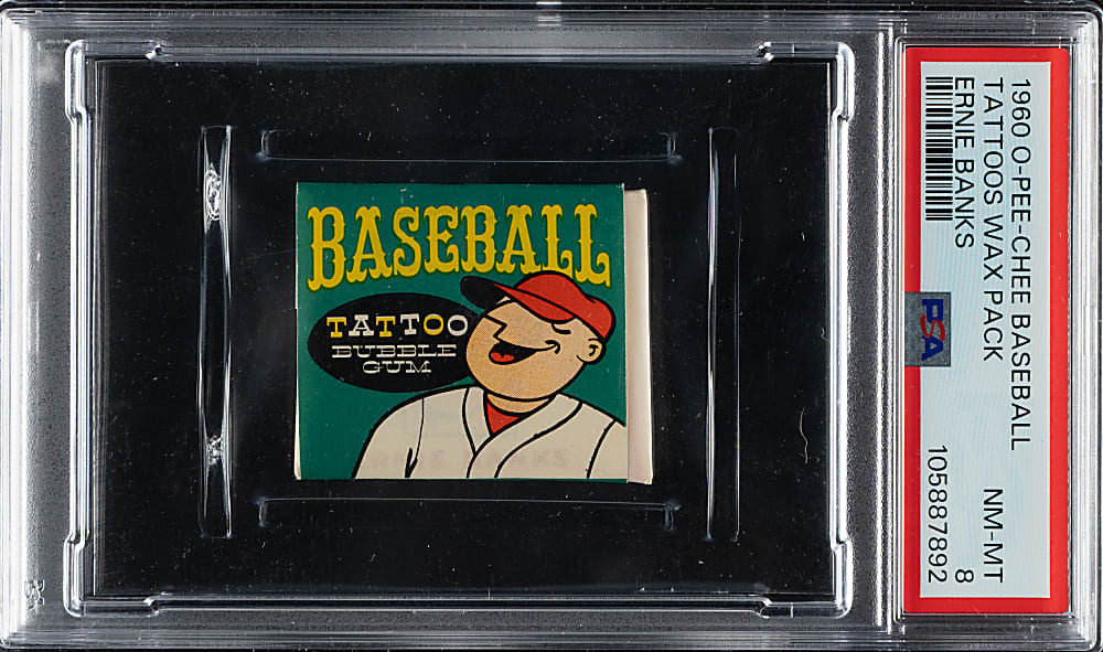 1960 O-Pee-Chee Tattoo Ernie Banks Unopened Pack PSA NM-MT 8