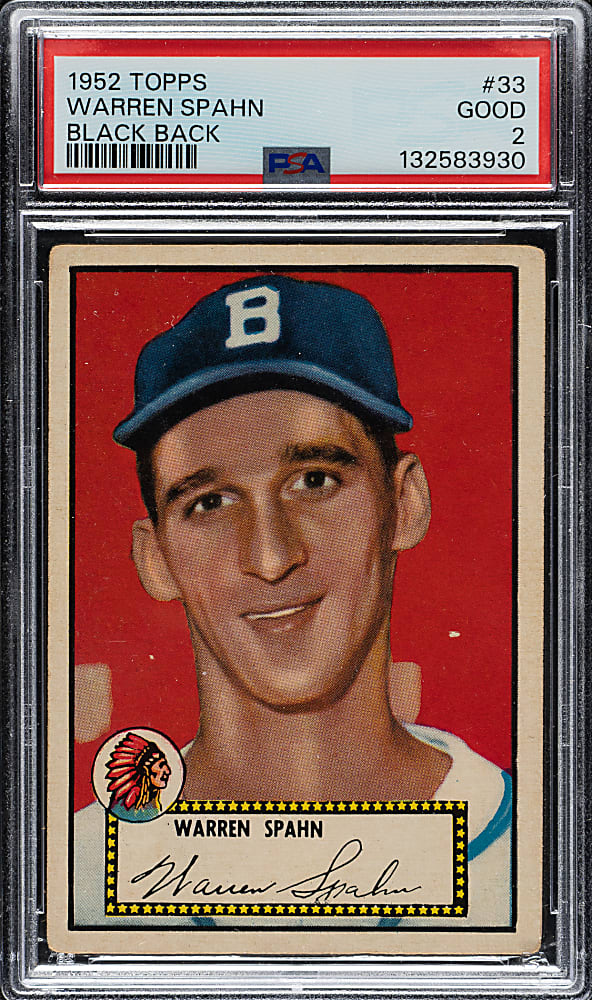 1952 Topps #33 Warren Spahn Black Back PSA GOOD 2