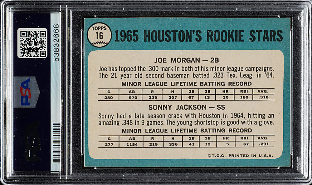 1965 Topps #16 Joe Morgan Rookie PSA EX+ 5.5
