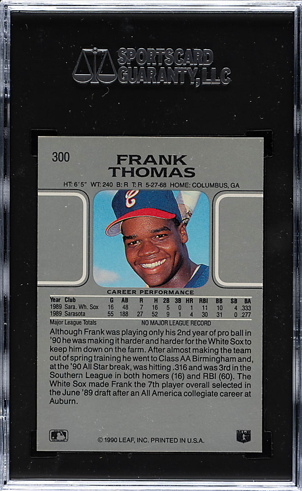 1990 Leaf #300 Frank Thomas Rookie SGC MINT+ 9.5