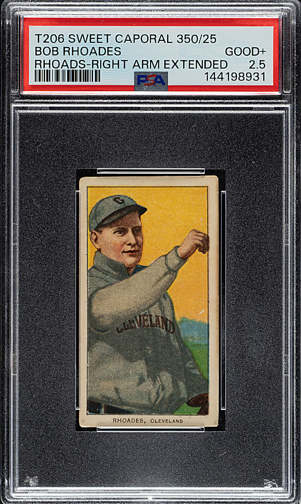 1909-1911 T206 White Border Bob Rhoades Right Arm Extended PSA GOOD+ 2.5