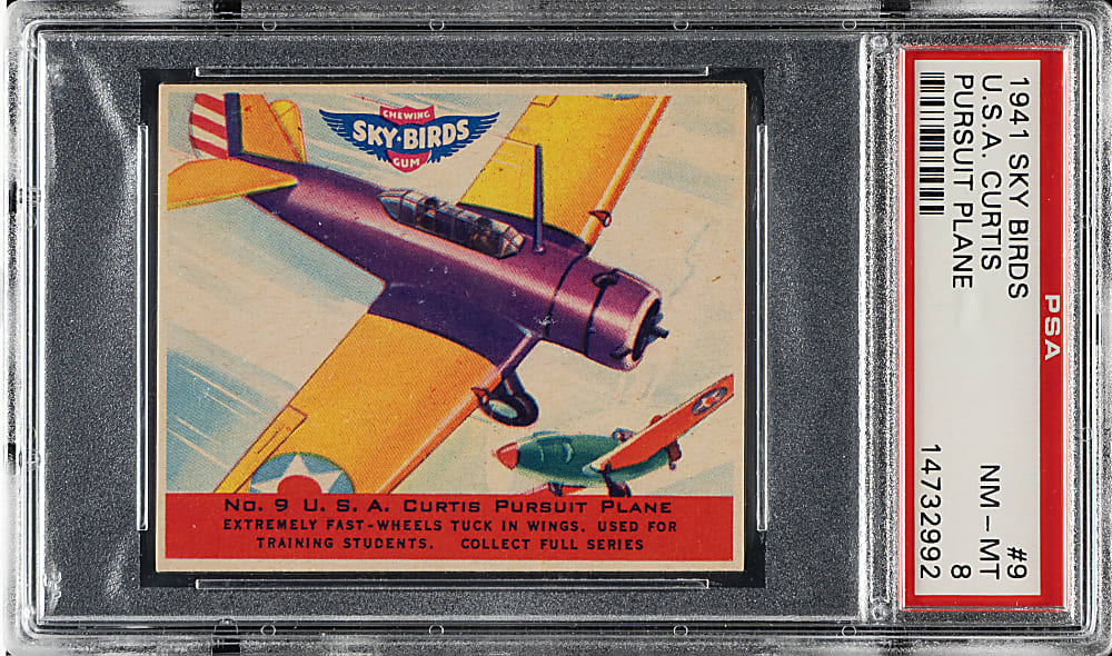 1941 R137 Goudey "Sky Birds" #9 U.S.A. Curtis Pursuit Plane PSA NM-MT 8
