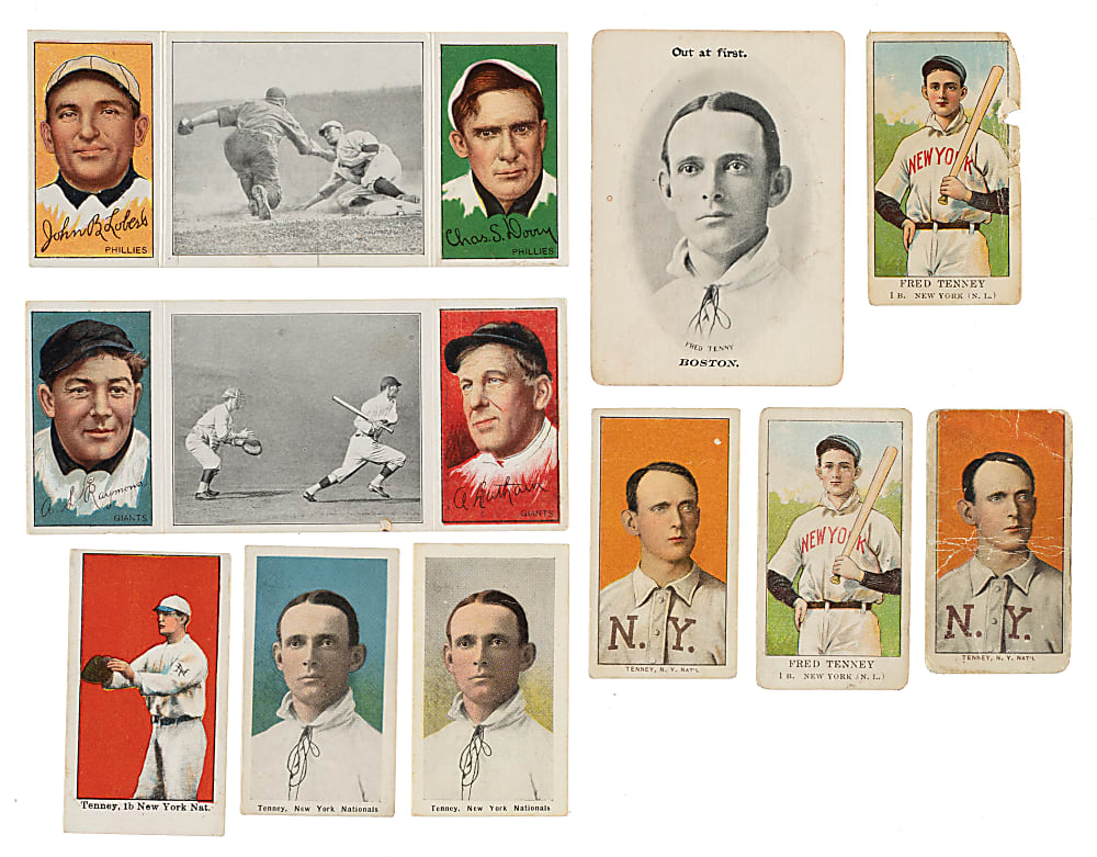 1910-Era Fred Tenney Type-Card Collection (10) Including E90-1, T206, T202, and M116