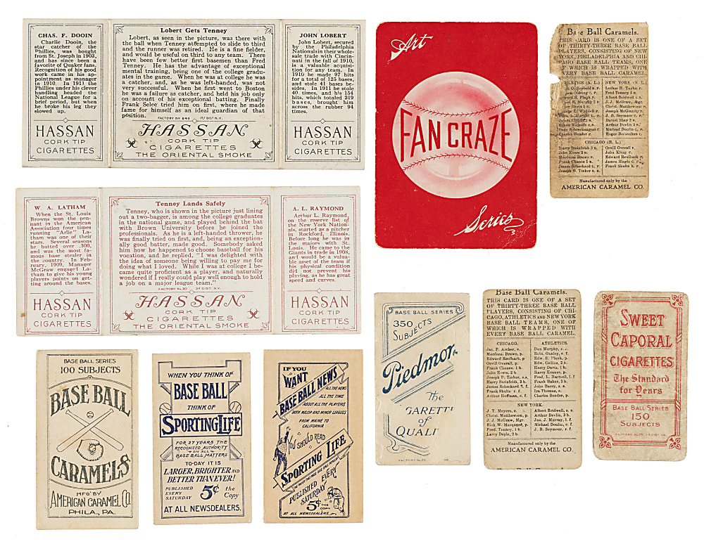 1910-Era Fred Tenney Type-Card Collection (10) Including E90-1, T206, T202, and M116