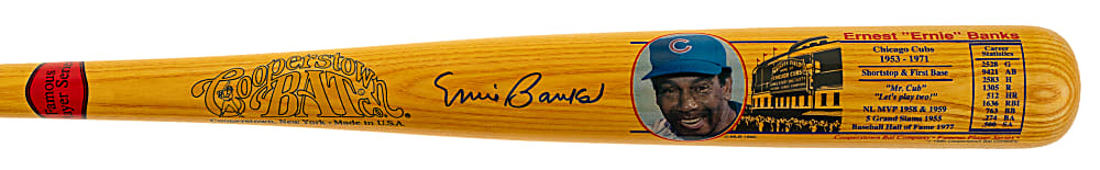 Ernie Banks Signed Cooperstown Bat - JSA