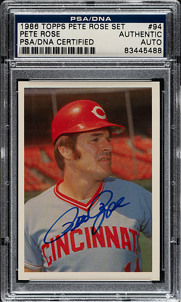 Signed 1986 Topps Pete Rose Set #94 Pete Rose - PSA/DNA