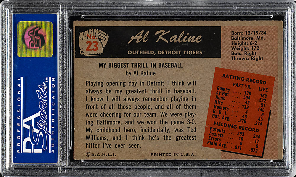 1955 Bowman #23 Al Kaline PSA NM 7