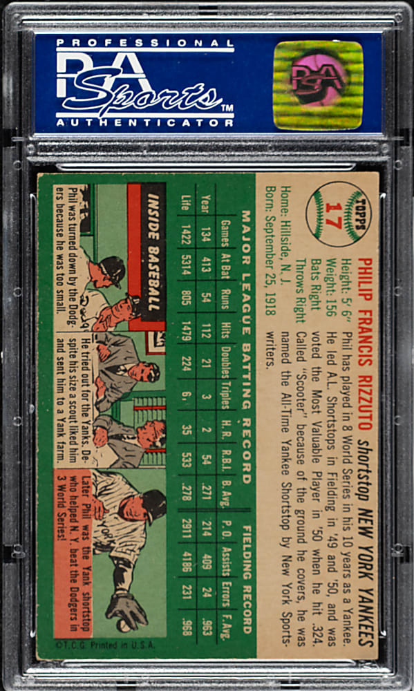1954 Topps #17 Phil Rizzuto PSA NM 7