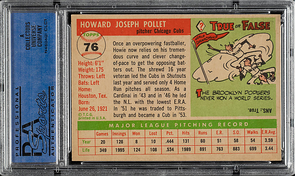 1955 Topps #76 Howie Pollet PSA NM-MT 8