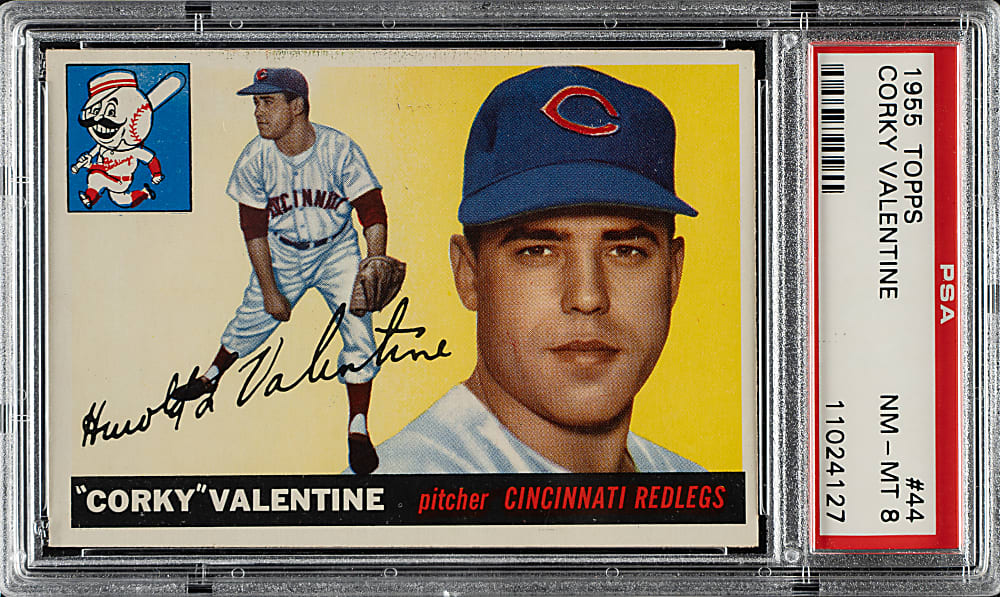 1955 Topps #44 Corky Valentine PSA NM-MT 8