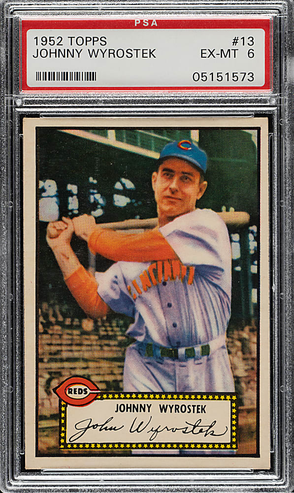 1952 Topps #13 Johnny Wyrostek PSA EX-MT 6