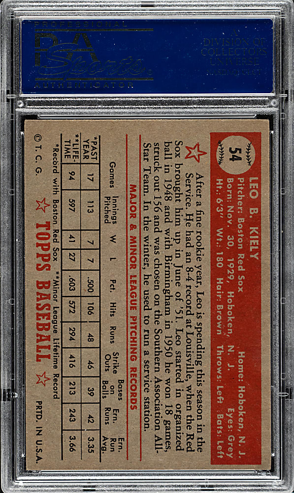 1952 Topps #54 Leo Kiely PSA NM 7