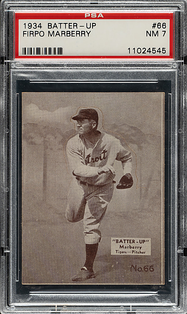 1934-1936 R318 Batter-Up #66 Firpo Marberry PSA NM 7