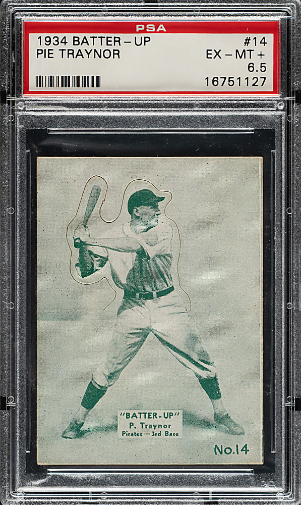 1934-1936 R318 Batter-Up #14 Pie Traynor PSA EX-MT+ 6.5