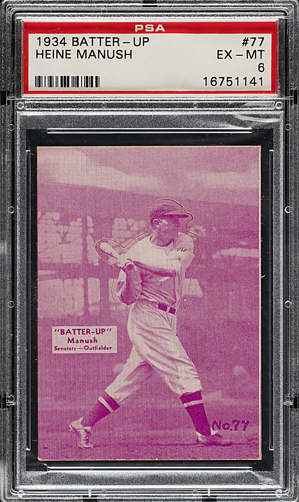 1934-1936 R318 Batter-Up #77 Heinie Manush PSA EX-MT 6