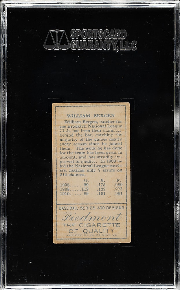 1911 T205 Gold Border William Bergen SGC VG/EX 50
