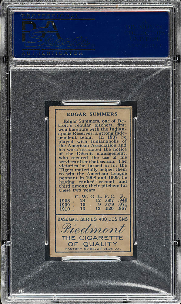 1911 T205 Gold Border Ed Summers PSA VG-EX+ 4.5