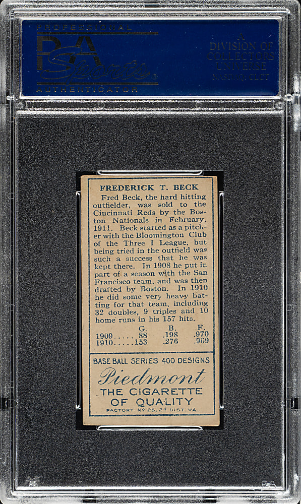 1911 T205 Gold Border Fred Beck PSA EX 5