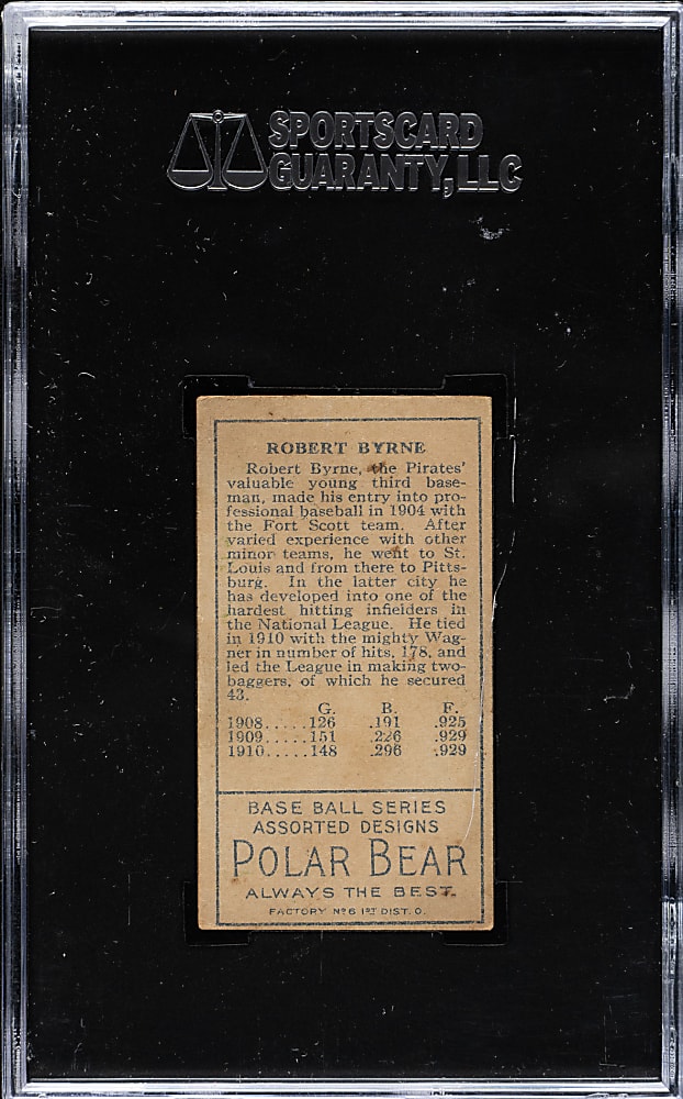 1911 T205 Gold Border Robert Byrne SGC VG/EX 50 - Polar Bear Back