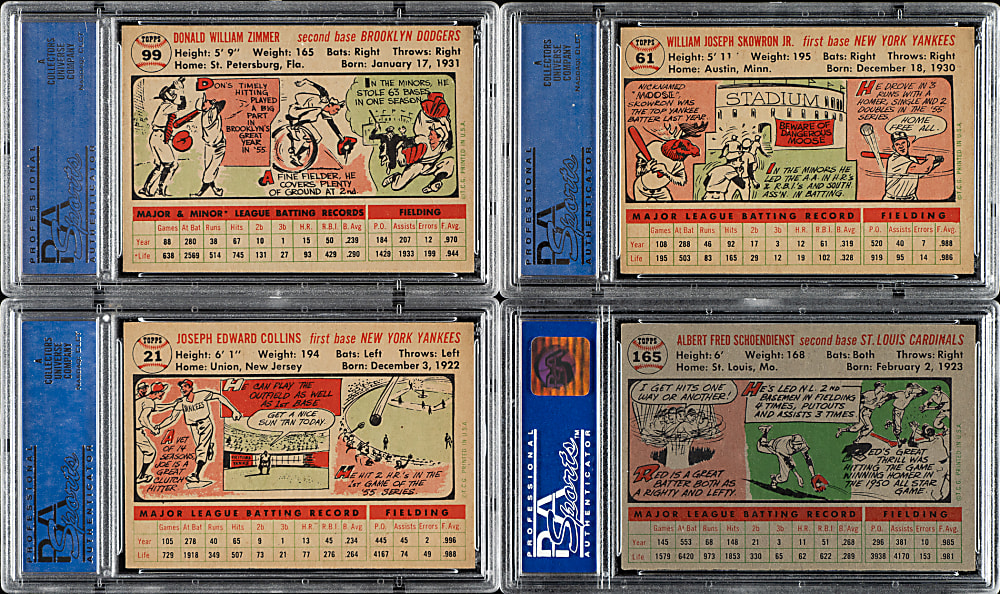 1956 Topps PSA NM 7 Collection (15) Including Red Schoendienst