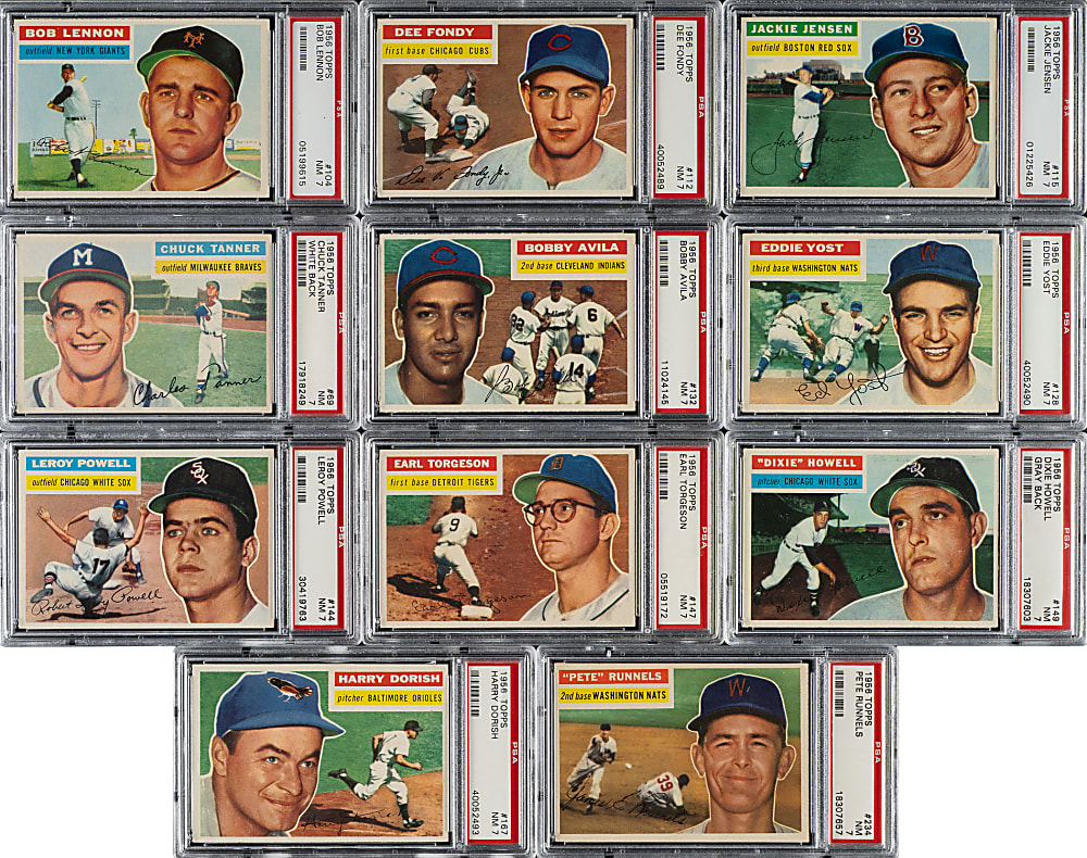 1956 Topps PSA NM 7 Collection (15) Including Red Schoendienst