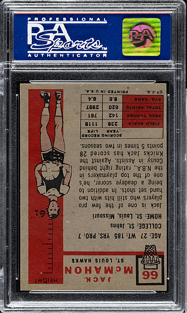 1957-1958 Topps Basketball #66 Jack McMahon PSA NM 7